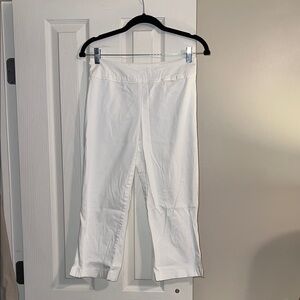 Tribal White Capris with Bow Accent